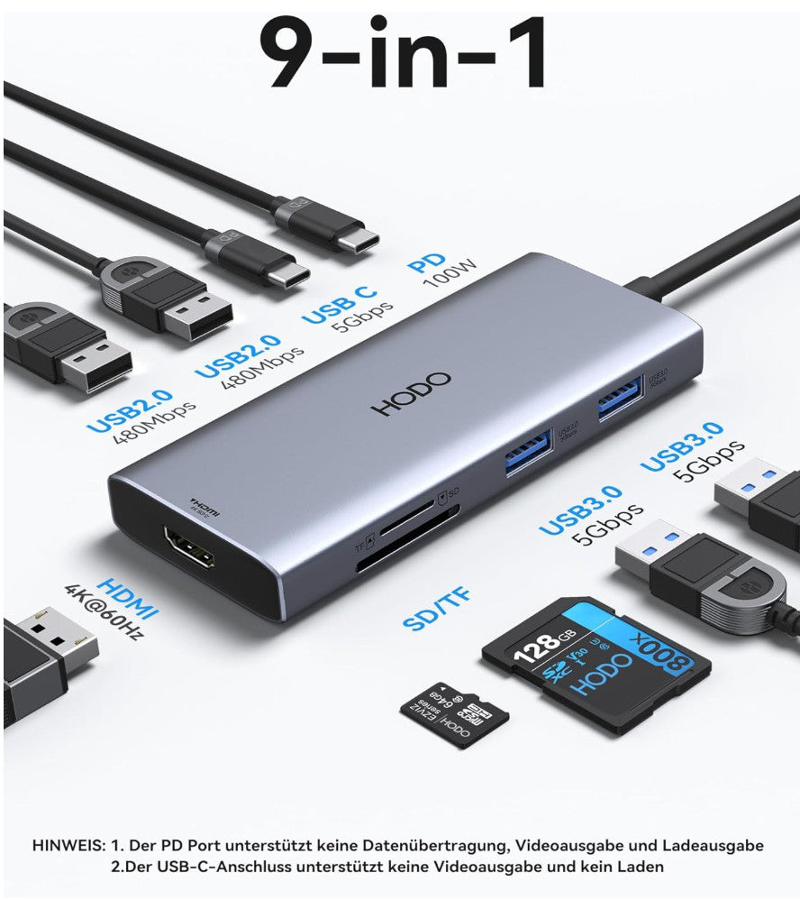 Dockingstation, USB-C Multi-HUB 9 in 1, NEU & Originalverpackt - Gaming