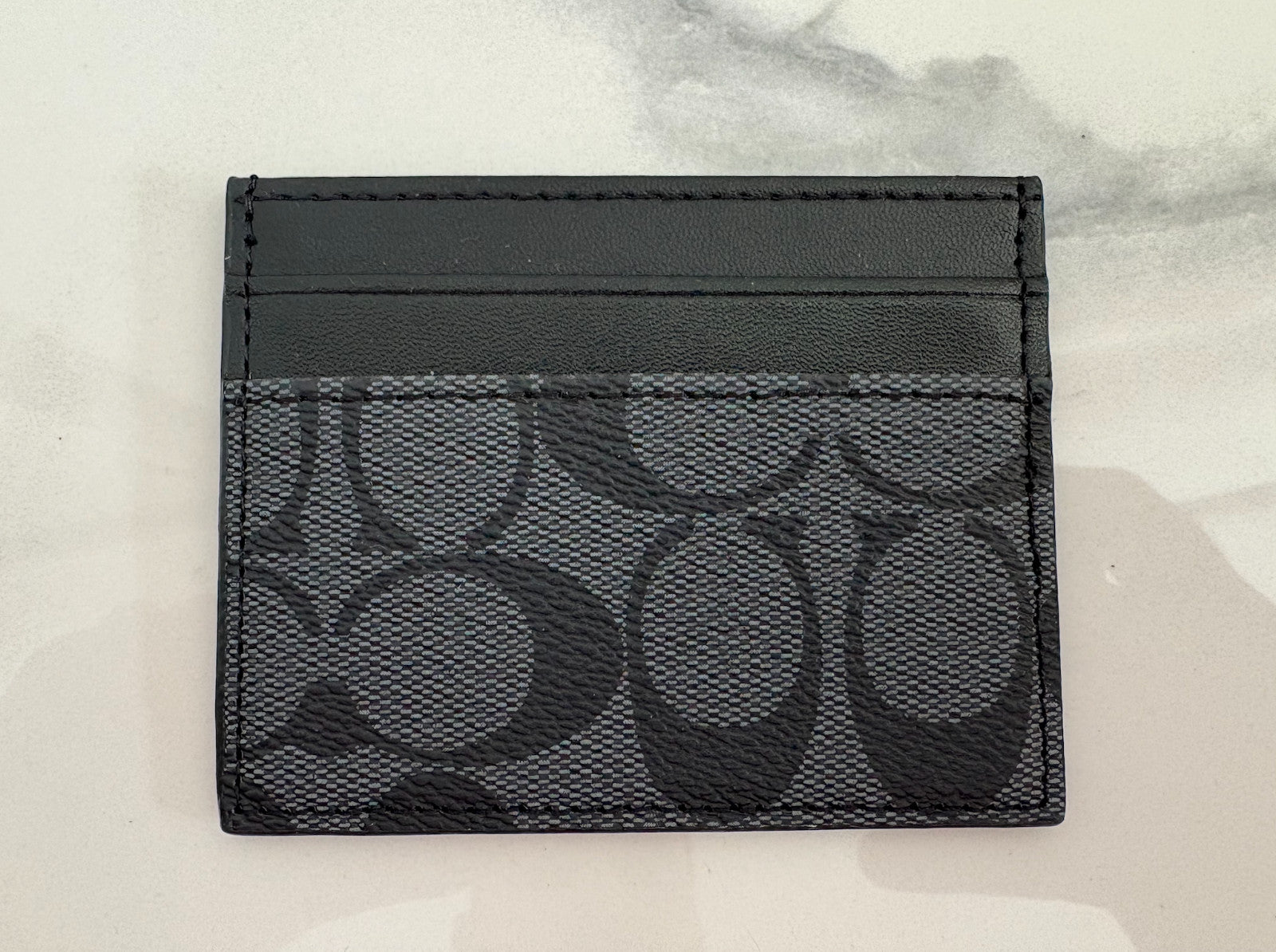 COACH - Schmales Kartenetui aus Signature-Canvas - Schwarz/Grau - Neu!