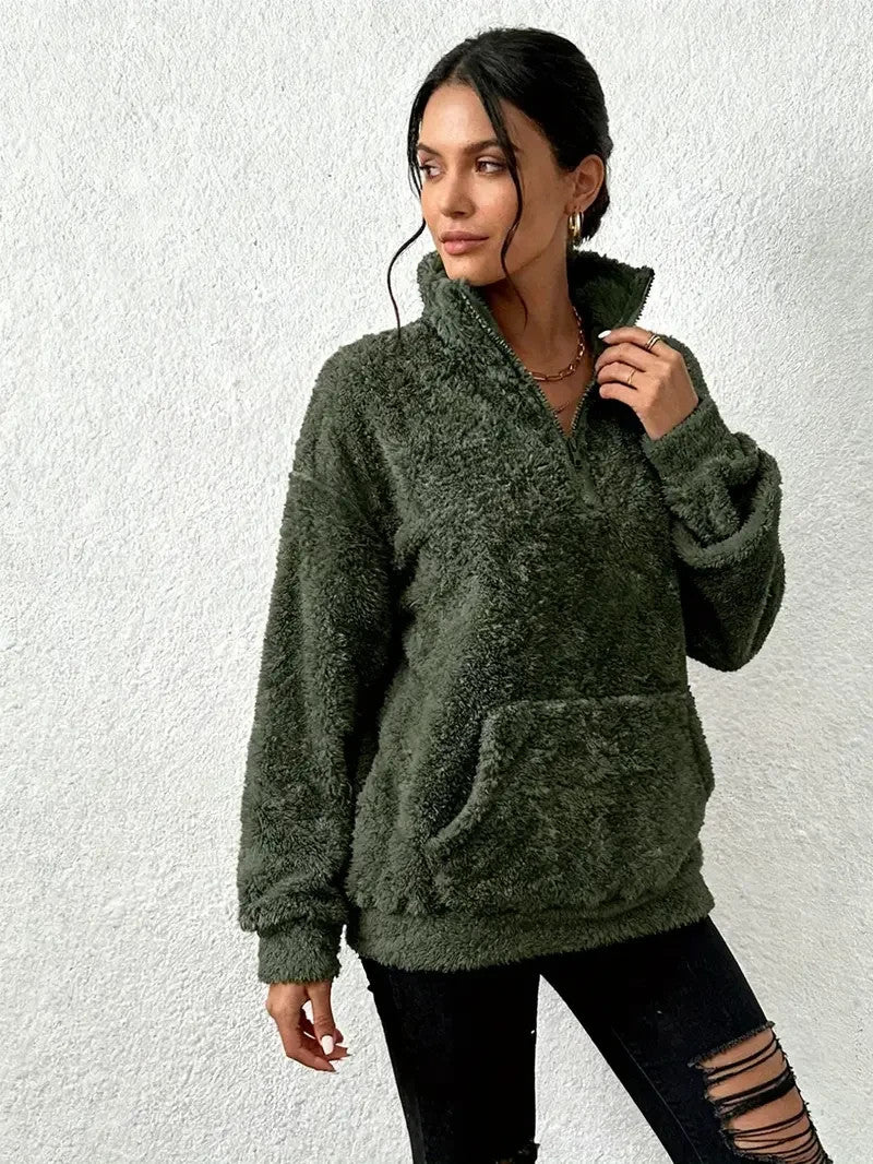 Damen Plüsch Teddybär-ähnliche Strickjacke- Kuschelig - Herbst&Winter -Sale