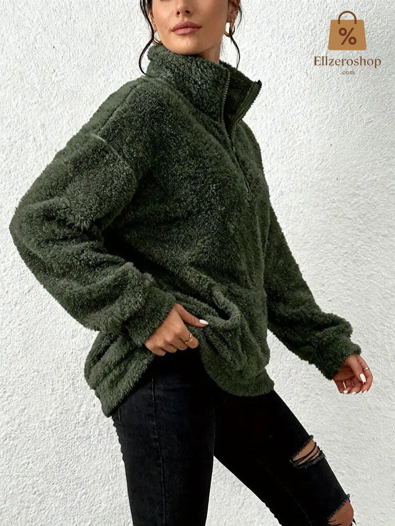 Damen Plüsch Teddybär-ähnliche Strickjacke- Kuschelig - Herbst&Winter -Sale