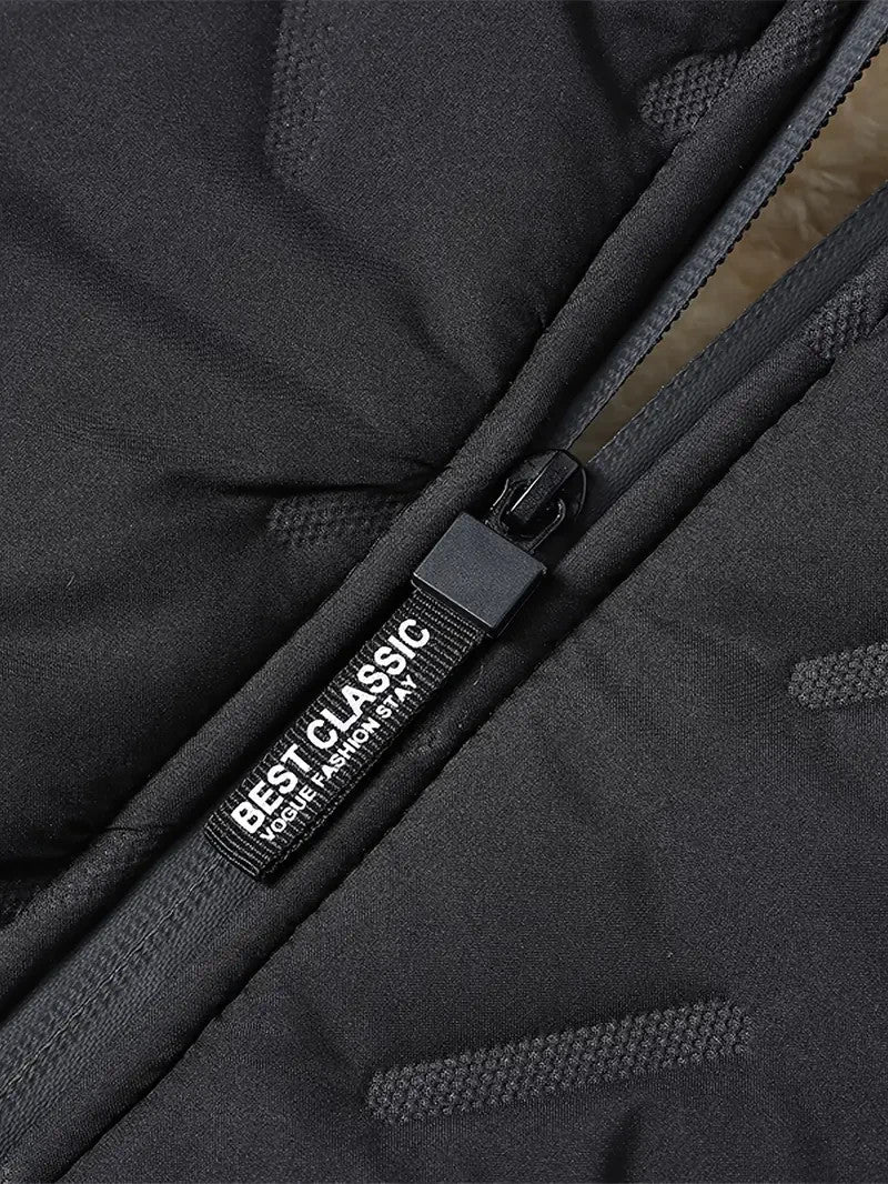 Herren Winterjacke - Thermisch Isolierte Kapuzen Jacke - Schwarz/Grau/Blau - NEU