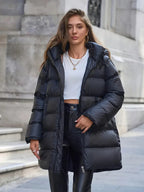 Eleganter Damen Langwintermantel - dick & isoliert - Schwarz - WinterSale - NEU