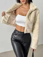 Elegante Plüsch-Teddyjacke | Thermo Warm | Kuschelige Winterjacke mit Stehkragen