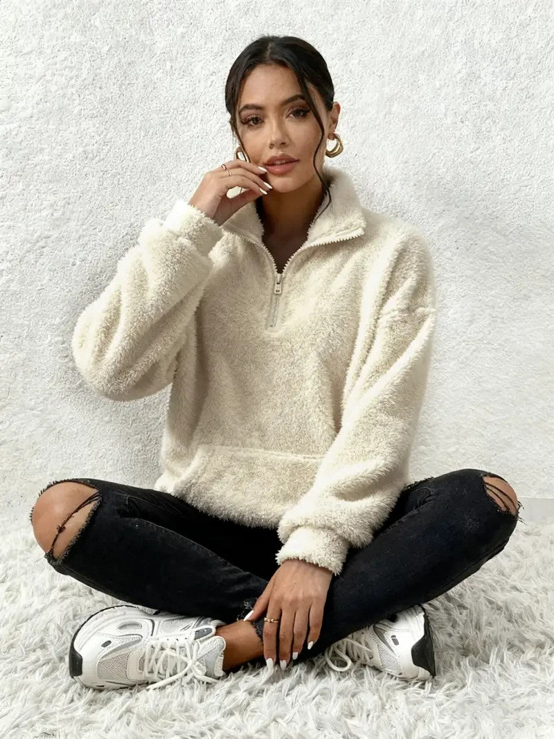 Damen Plüsch Teddybär-ähnliche Strickjacke- Kuschelig - Herbst&Winter -Sale