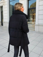 Elegante Damen Winterjacke, verstellbares Taillenband, mittellang, gepolstert