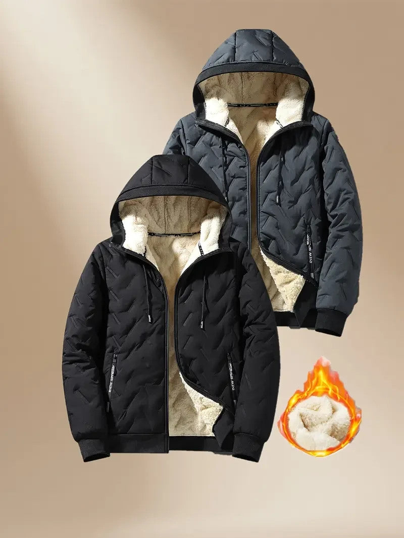 Herren Winterjacke - Thermisch Isolierte Kapuzen Jacke - Schwarz/Grau/Blau - NEU