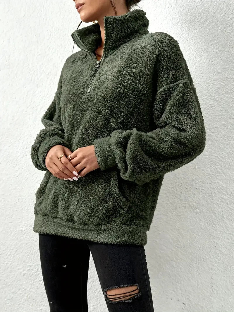 Damen Plüsch Teddybär-ähnliche Strickjacke- Kuschelig - Herbst&Winter -Sale