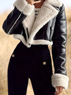 Damen Teddygefütterte Jacke mit Umschlagärmeln - Kuschelig - Herbst&Winter -Sale