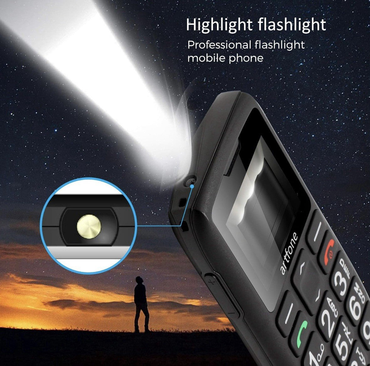Artfone C1+ Seniorenhandy +Notruftaste – Mobiltelefon Senioren – Großtastenhandy