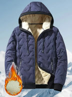 Herren Winterjacke - Thermisch Isolierte Kapuzen Jacke - Schwarz/Grau/Blau - NEU