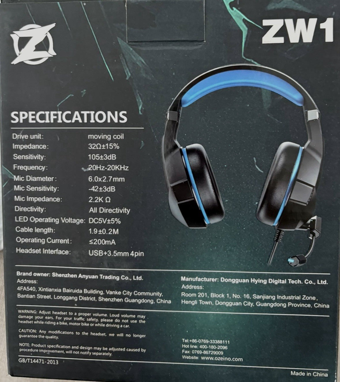 Ozeino Gaming Headset – Blau