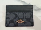 COACH - Schmales Kartenetui aus Signature-Canvas - Schwarz/Grau - Neu!