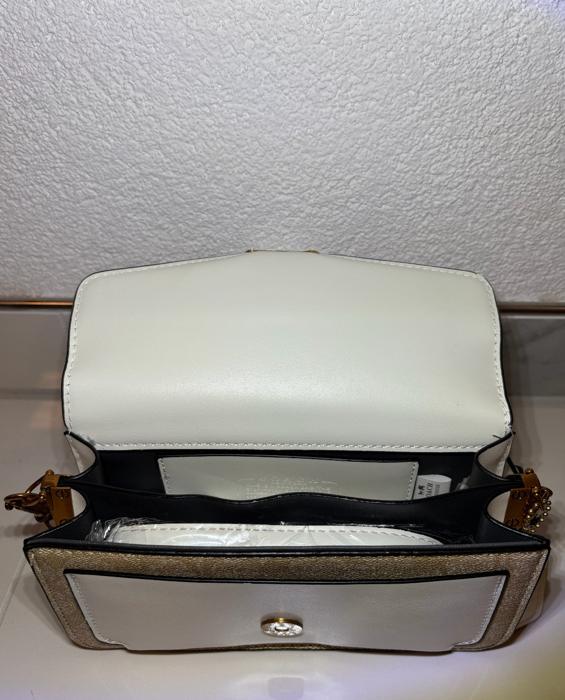 Coach Damen Schultertasche / Handtasche Beige, Weiß - Leder - Neu!