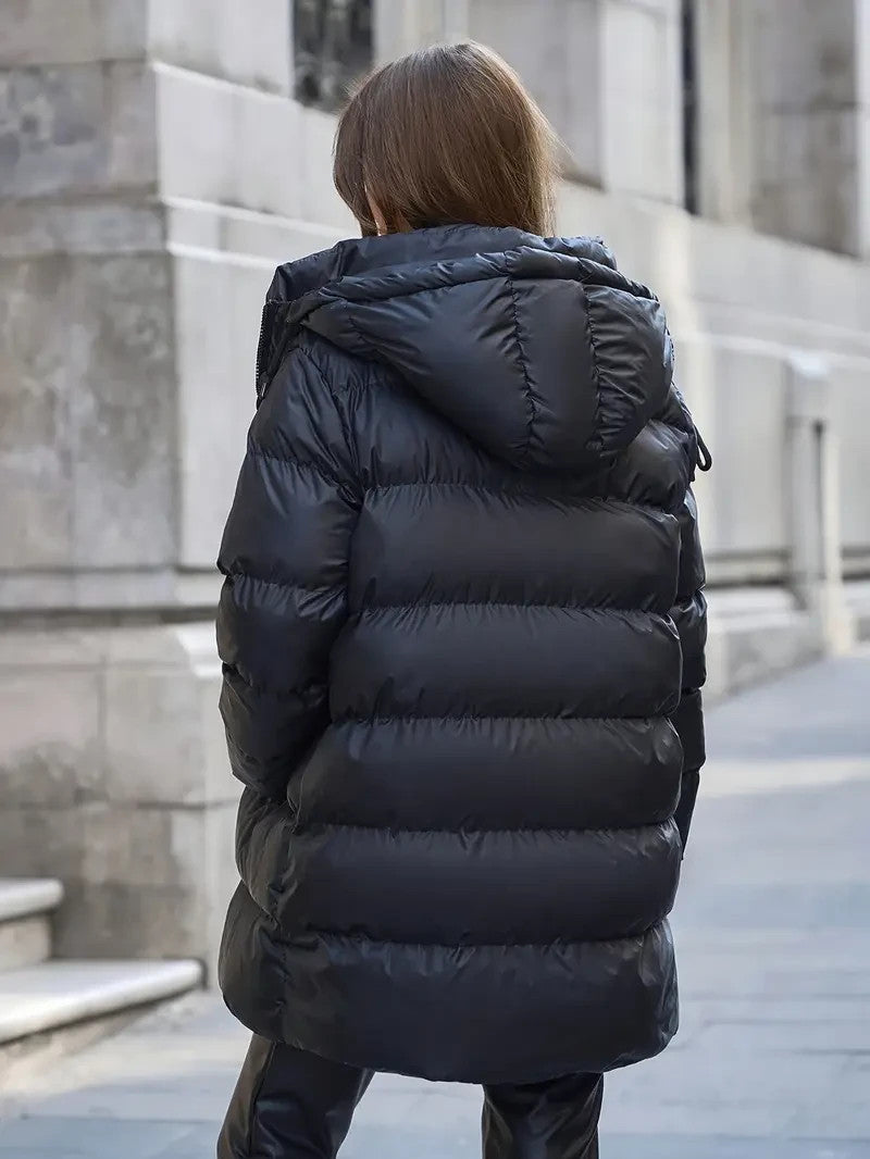 Eleganter Damen Langwintermantel - dick & isoliert - Schwarz - WinterSale - NEU