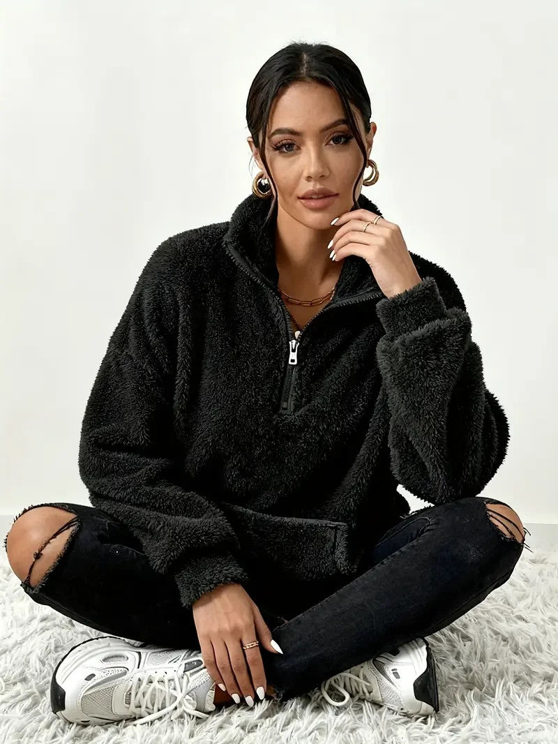 Damen Plüsch Teddybär-ähnliche Strickjacke- Kuschelig - Herbst&Winter -Sale