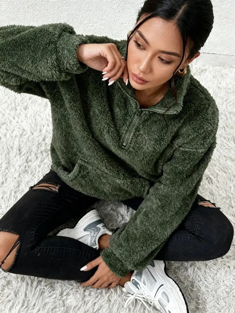 Damen Plüsch Teddybär-ähnliche Strickjacke- Kuschelig - Herbst&Winter -Sale