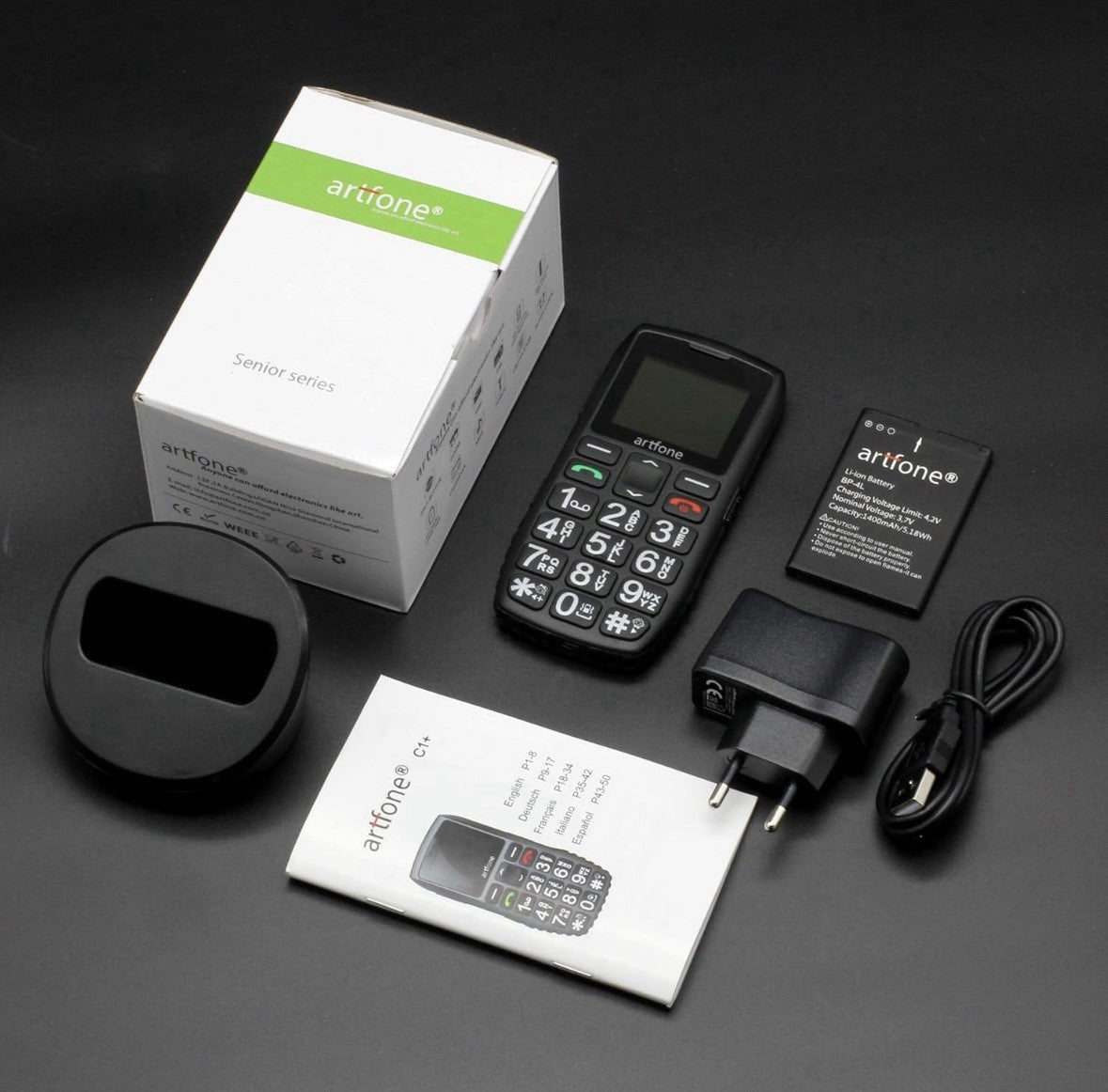 Artfone C1+ Seniorenhandy +Notruftaste – Mobiltelefon Senioren – Großtastenhandy