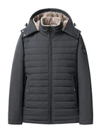 Herren Outdoor Winter Jacke mit Kapuze - Schwarz & Grau - Winter Sale - Angebot