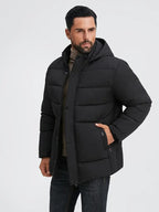 Herren Winter Mantel / Jacke mit Kapuze - Schwarz - Winter Sale - Angebot