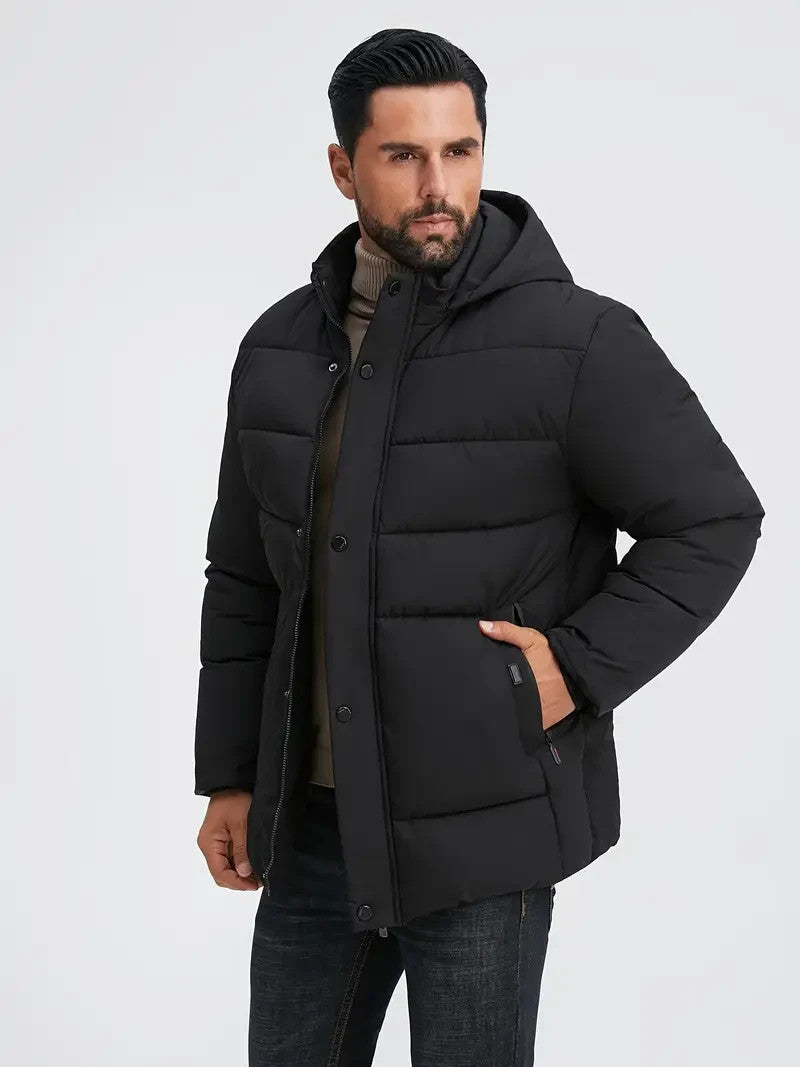 Herren Winter Mantel / Jacke mit Kapuze - Schwarz - Winter Sale - Angebot