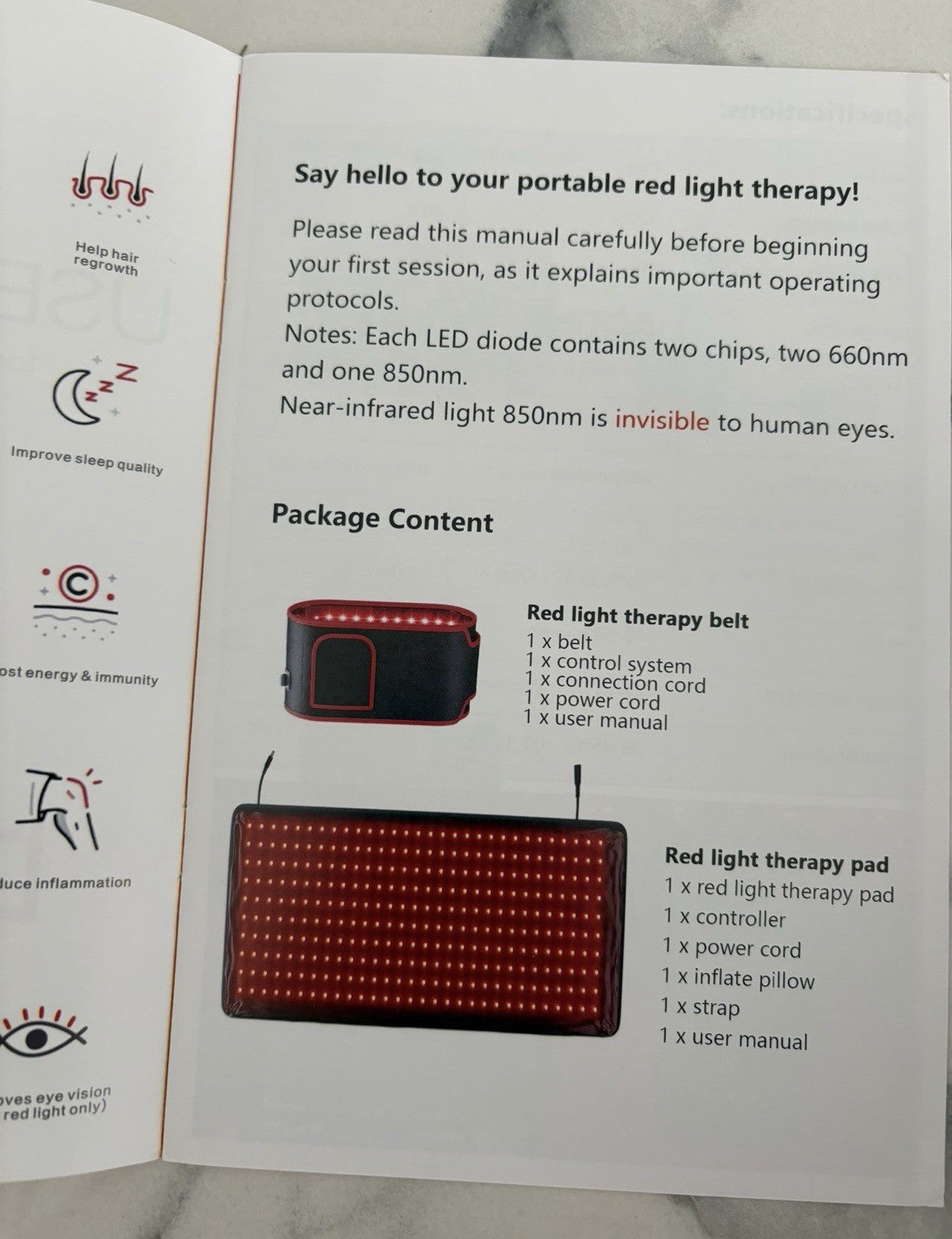 NEU Bestqool Red Light Therapy Device 660nm & 850nm Triple Chip 21W Red Light