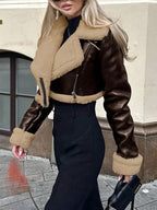 Damen Teddygefütterte Jacke mit Umschlagärmeln - Kuschelig - Herbst&Winter -Sale