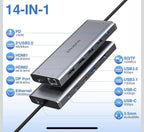 ZMUIPNG ZM1822 USB-C Hub 14-in-1 4K Adapter Grau