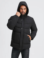 Herren Winter Mantel / Jacke mit Kapuze - Schwarz - Winter Sale - Angebot