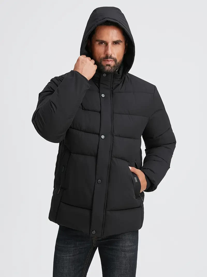 Herren Winter Mantel / Jacke mit Kapuze - Schwarz - Winter Sale - Angebot