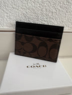 COACH - Schmales Kartenetui aus Signature-Canvas - Braun/Dunkelbraun - Neu!